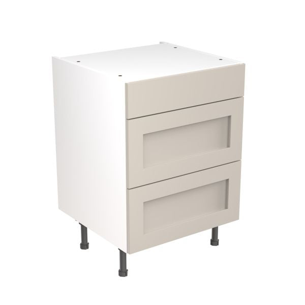 Kitchen Kit Flatpack Shaker Ultra Matt Light Grey 600 Base Unit 3 Drawer - FKKH0706