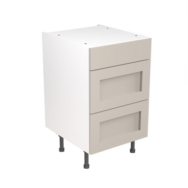 Kitchen Kit Flatpack Shaker Ultra Matt Light Grey 500 Base Unit 3 Drawer - FKKH0741