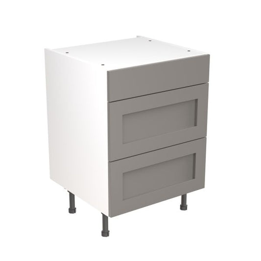 Kitchen Kit Flatpack Shaker Ultra Matt Dust Grey 600 Base Unit 3 Drawer - FKKH0806