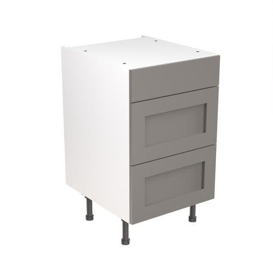 Kitchen Kit Flatpack Shaker Ultra Matt Dust Grey 500 Base Unit 3 Drawer - FKKH0841