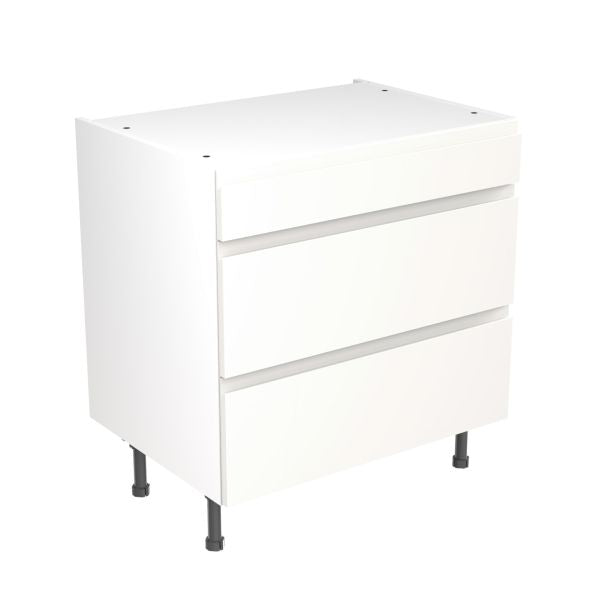 Kitchen Kit Flatpack J Pull Super Gloss White 800 Base Unit 3 Drawer - FKKJ0007