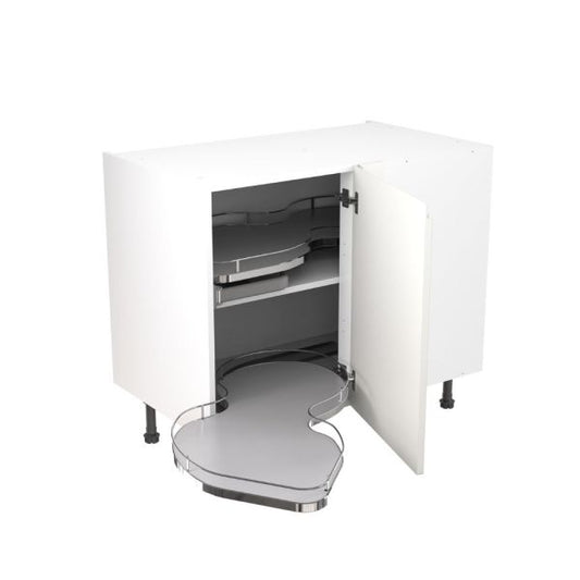 Kitchen Kit Flatpack J Pull Super Gloss White 1000 Base Unit With Dual-Handed Nuvola Blind Corner - FKKJ0065