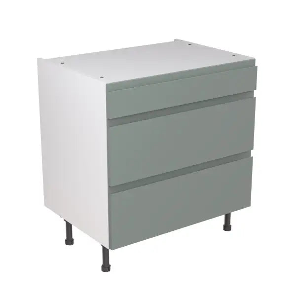 Kitchen Kit Flatpack J Pull Ultra Matt Sage Green 800 Base Unit 3 Drawer - FKKJ1107